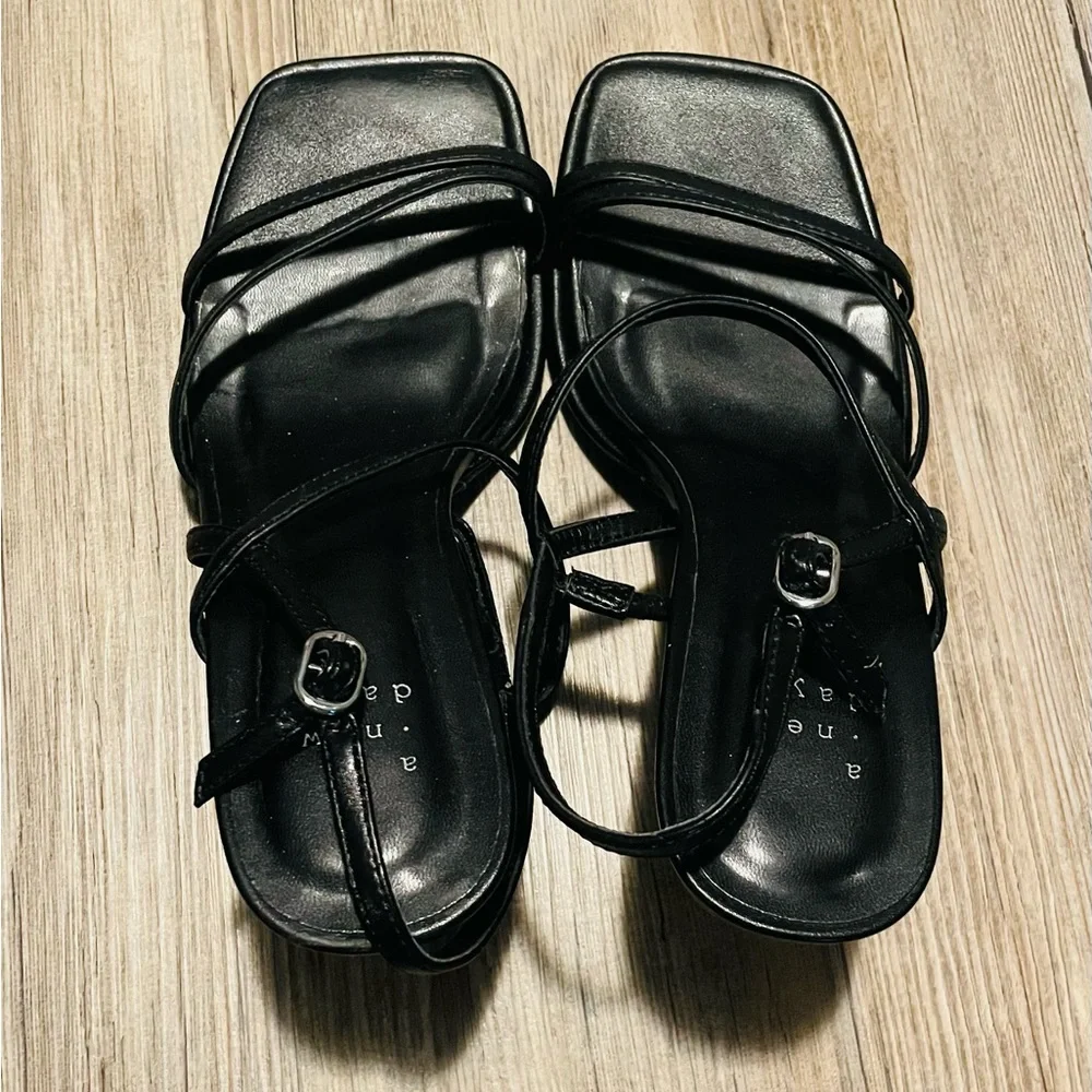 a new day Black Strappy Heels size 7.5 - Picture 1 of 7